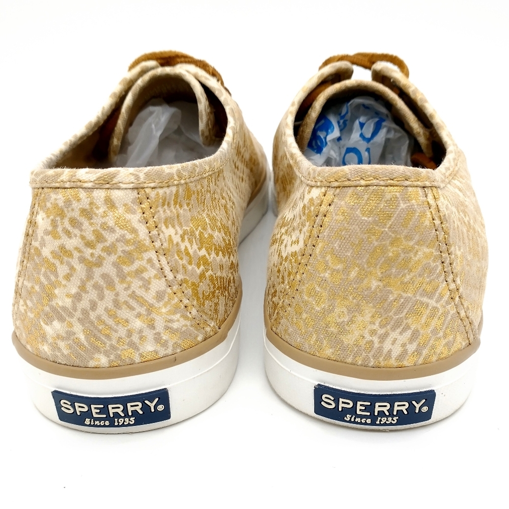 Sperry Seacoast Python Print Sneakers Gold 9 - image 5